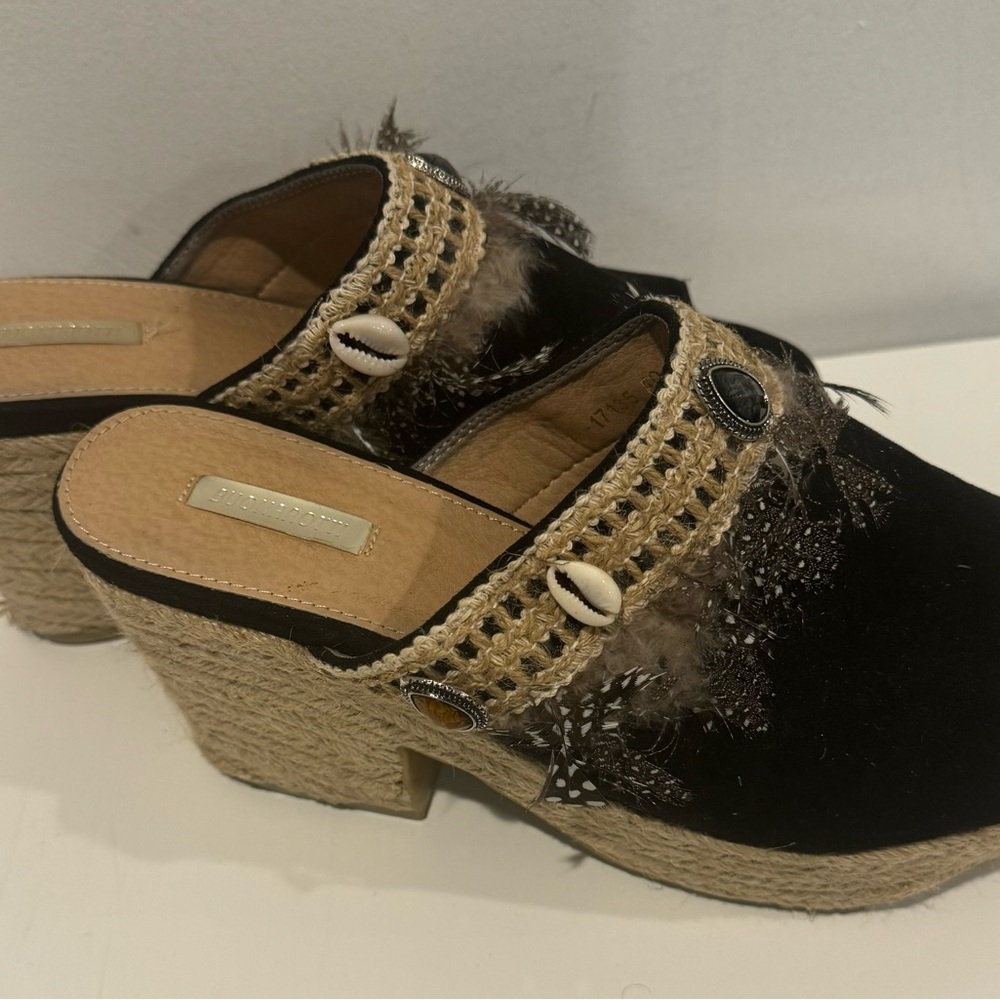 2/$20 Buonarotti Espadrille Mules with feathers, beads, and shells. - Picture 9 of 11
